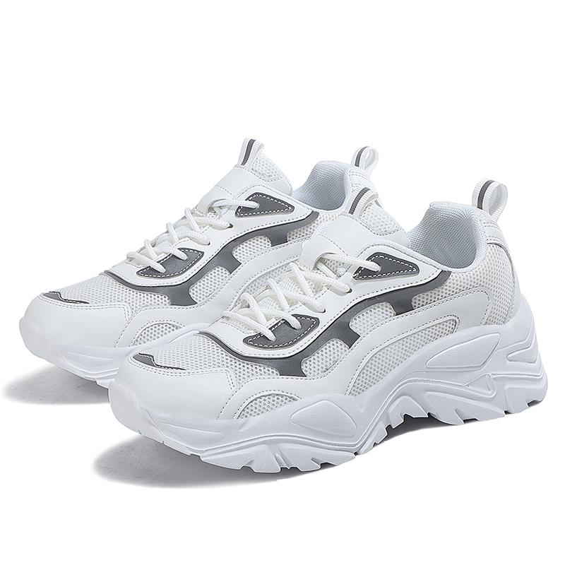 White and Grey Platform Sneakers